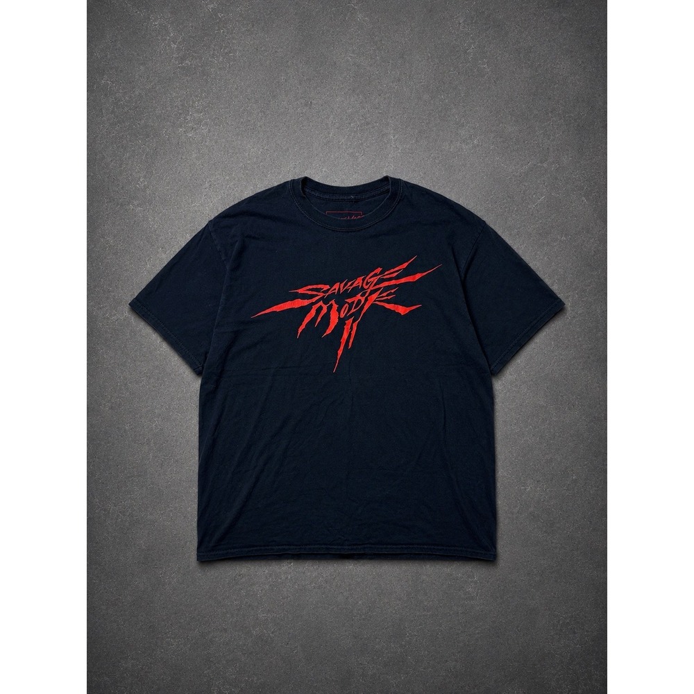 Official 21 Savage x Metro Boomin Savage Mode II Album Merch Tee Black/Red Large